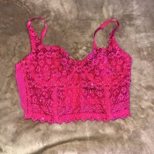 BEBE PINK BEADED BUSTIER BRA - OLD SCHOOL